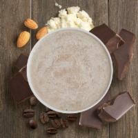Mocha Bliss · Mocha, chocolate, almond milk, whey protein, and non-fat milk.