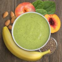 Peaches and Greens · Peaches and greens are high in vitamin C, potassium, calcium, and fiber-rich chia seeds. Pea...