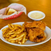 Chicken Strip Dinner · 4 chicken strips. Served with two sides, cream gravy, and Texas toast.