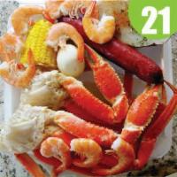 26:jumbo snow crab combo · comes with 2 cluster snow crab, 8 shrimp, corn, egg, and potato