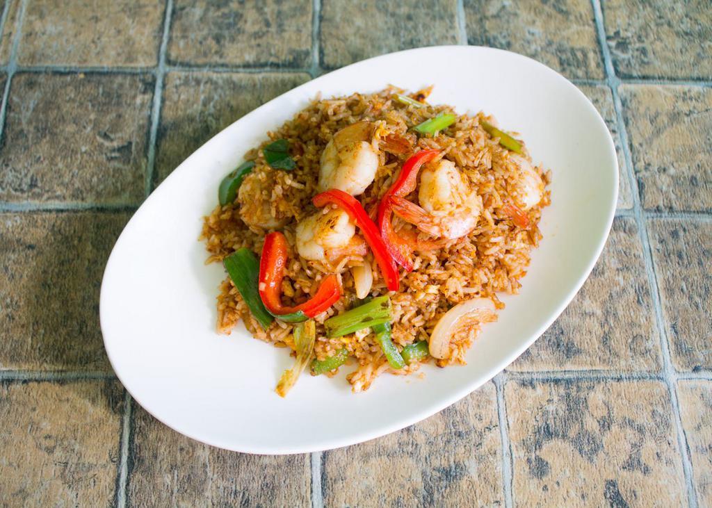 Sweet Chili Fried Rice · Onion, scallion, bell pepper, and garlic.