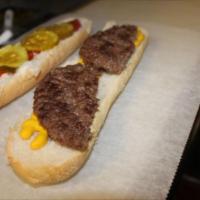 Cheeseburger · 1/3 lb. patty. Ketchup, mustard and pickles.