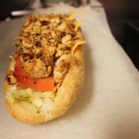 Chubby's Cheesesteak · Steak, cheese, lettuce, tomatoes, mayo and raw onion.