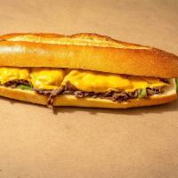 Philly Cheese Steak Sandwich · 8 oz. beef (halal) with fresh chopped peppers and onions topped with american cheese, served...