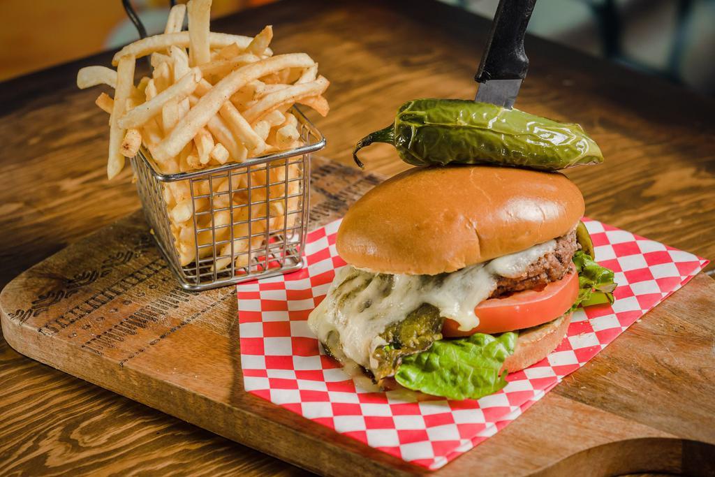 Southwest Burger · Long green chile and cheese.