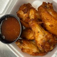 Chicken Wings · Fried chicken wings served with sweet chili sauce (5 pieces)