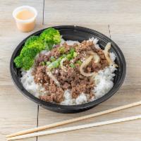 Beef Bulgogi Bowl · Served with steam rice, steam broccoli & yum2 sauce.