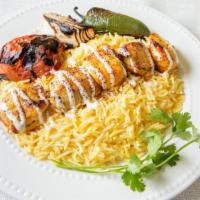 Boneless Chicken Kabob · Pieces of chicken breast marinated in our seasoning, grilled on skewers over fire grill. Ser...
