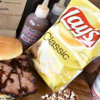 Beef Brisket Sandwich Meal · Includes one side and beverage.