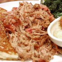 Hickory Smoked BBQ Pork · Comes with two sides and choice of bread (Serves 1 Person)