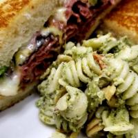 Pastrami Melt Lunch Sandwich · Thick cut sourdough, roasted pastrami,  provolone cheese, pepperoncini, avocado and classic ...