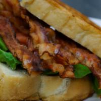BLT Lunch Sandwich · Thick cut sourdough, 5 strips of bacon, lettuce, tomato and classic mayo. Add avocado for an...