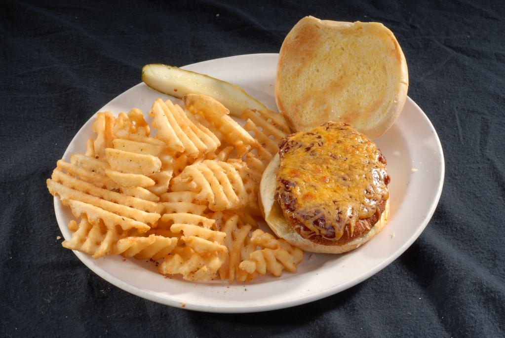 BBQ Chicken Sandwich · Crispy or grilled chicken, BBQ, bacon and cheddar. Served with choice of side: waffle fries, onion rings, steamed broccoli, house salad or Caesar salad.