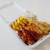 Half and Half Katsu (Red Sauce) Plate · Includes 2 sides. Gluten free