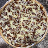 BBQ Chicken Pizza · Savory pie with a dough base topped with sauce and cheese.