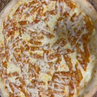 Penne Vodka Pizza · Savory pie with a dough base topped with sauce and cheese.