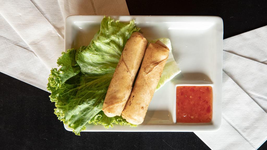 Egg Rolls · 2 pieces. Made with pork and vegetables.