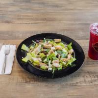 Mixed Berry Salad · Includes lettuce and baby spinach, cranberries, sliced almonds, feta, and grilled chicken wi...