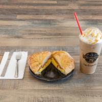 Bacon, Egg, and Cheese Croissant Sandwich Breakfast · Served on a flaky French pastry.  Sandwich with traditional breakfast ingredients such as me...