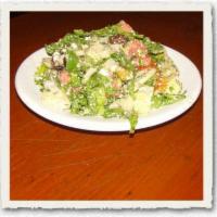 Special Greek Salad · Mixed salad with lettuce, tomato, walnuts, feta cheese, olives, spices, oil and vinegar. 