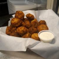 Fried Mushrooms · Fresh mushrooms breaded and fried golden brown served with ranch dressing.