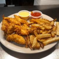 Chicken Tenders · Served with french fries and your choice of ranch or honey mustard.