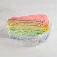 Rainbow Mille Crepes Cake · Rainbow Mille Crepes Cake (One Slice)