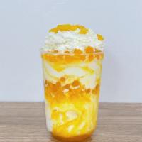 Mango Sundae · Made With Fresh Mango,Mango Jam，Mango Boba And Handmade Ice Cream