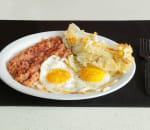 2 Eggs with Corn Beef Hash Platter · Served with home fries and toast.