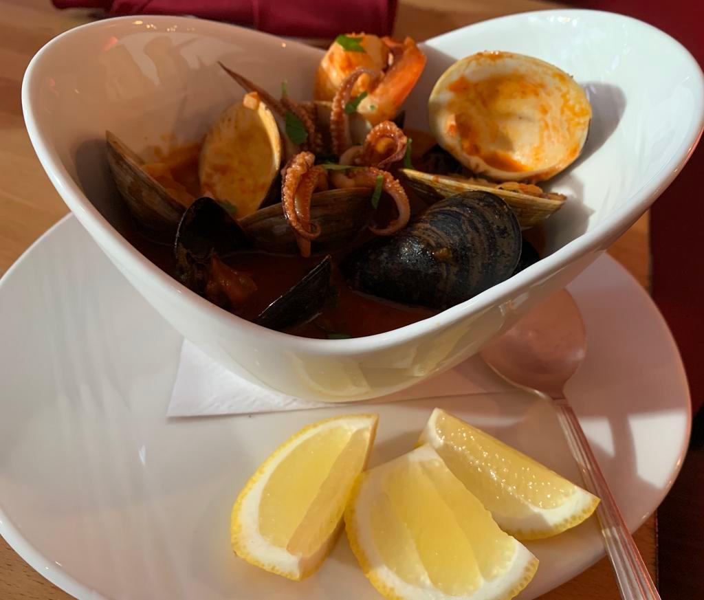 Sopa de Mariscos Dinner · (16oz) mussels, clams, squid, scallops, shrimp, potatoes, carrots onions, cilantro and lemon juice!