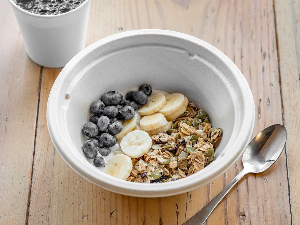 Granola Breakfast · Granola, oat yogurt, and fresh fruit.