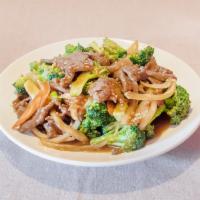 Beef with Broccoli · Stir-fried beef with broccoli, carrots and onions. Served with steamed rice.