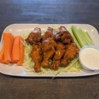 Whole Wings by The Pound · Served Naked or tossed. Choose Dipping Sauce.