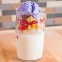 Halo-Halo · A mixture of fruits: sweet red beans, sweet potatoes and banana, jack fruit and coconut palm...