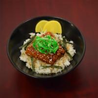 Eel Unagi Don · Broiled eel on rice. Served on premium rice with nori and takuan.