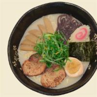 Tonkotsu Shio Ramen · Sea salt flavor. Sea salt soup base (mild flavor). Porkbone broth seared cha-shu pork belly,...