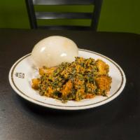 Egusi Soup with Assorted meat and pounded yam · 