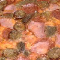 Meat Lovers Italian Autentico Pizza · Pepperoni, sausage, meatballs, ham, and Canadian bacon.