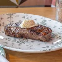 14oz, 75-Day Aged, NY Strip · Served a la carte with maître d’ butter. Gluten free