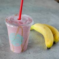 Whey up Smoothie · Vanilla whey protein, banana, strawberry, peanut butter, and sweetened almond milk.