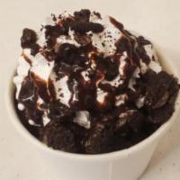 Story of Oreo Sundae · 1 or 2 scoops vanilla ice cream with hot fudge, Oreos, whip cream, and chocolate syrup, and ...