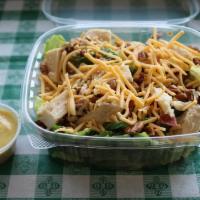 Chicken Pecan Salad · Tomatoes, cheddar cheese, grilled chicken, capicola and chopped pecans with honey mustard dr...