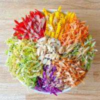 Thai Crunch · Romaine | Nappa Cabbage | Purple Cabbage - Mango, Red Bell Peppers, Shredded Carrots, Green ...