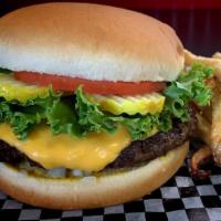Single Bionic Burger · 1/4lb Sgl Served W/ Mustard, Pickles, Raw & Grilled Onions