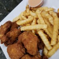 Fried Chicken Wings · side choices: French Fries , Fried Plantains, rice beans