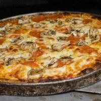 2 Toppings Pizza · Homemade dough and our secret recipe sauce and blended cheeses made daily on premises. Squar...