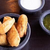 Jalapeno Poppers · Deep fried breaded jalapenos, cream cheese filling and jalapeno ranch.