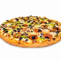 Supreme Pizza · Pepperoni, ham, sausage, mushrooms, onions, green peppers and black olives.