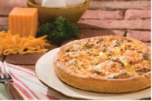 Sausage, Egg and Cheese Pizza · Golden crust only.