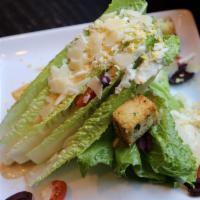 Caesar Salad · Chopped romaine leaves, hard-boiled eggs, kalamata olives, Parmesan, garlic brioche croutons...